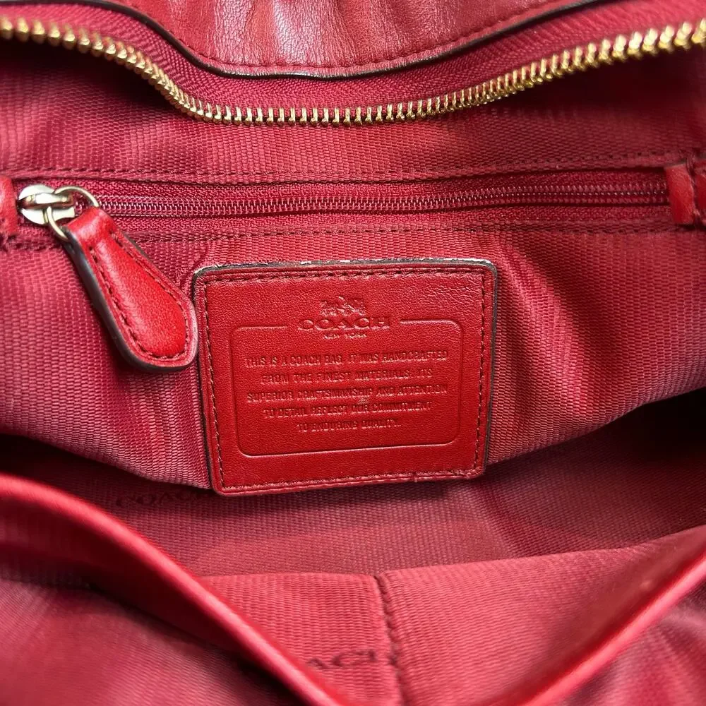Coach Mini Crosby Carryall Red Pebble Leather Bag NWT - Picture 8 of 9